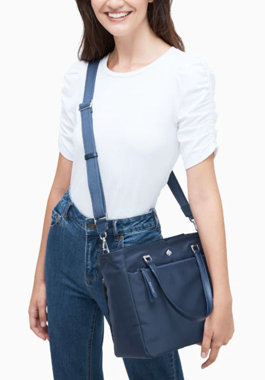 ORIG Preloved Kate Spade KS Jae Medium Satchel Nylon Bag in Nightcap Blue