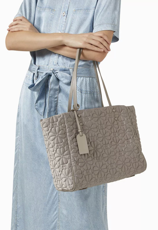 ORIG & IMPORTED KS Retail Tilly Quilted Medium Nylon Tote Black Brown Bag