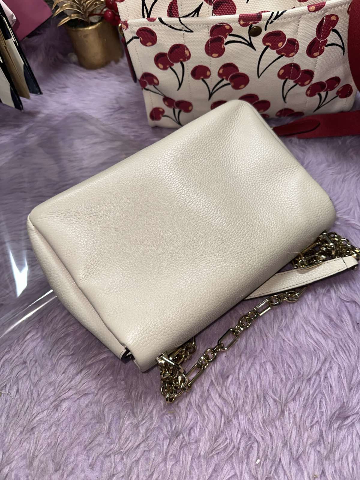 ORIG Preloved Kate Spade KS Carlyle Medium Shoulder White Chain Bag
