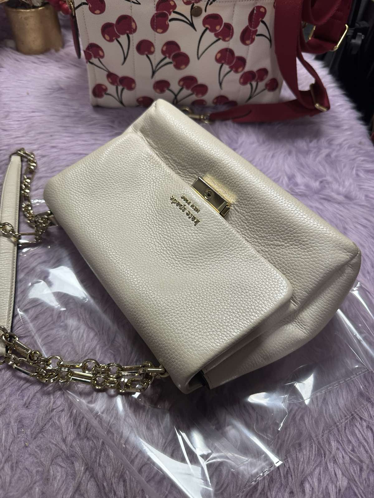 ORIG Preloved Kate Spade KS Carlyle Medium Shoulder White Chain Bag