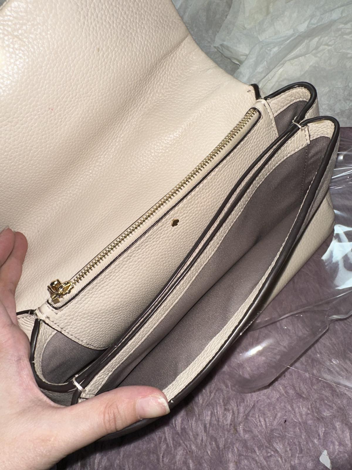 ORIG Preloved Kate Spade KS Carlyle Medium Shoulder White Chain Bag