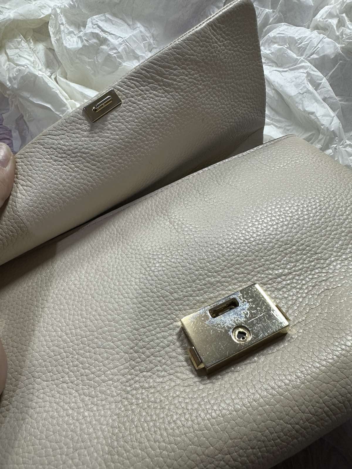 ORIG Preloved Kate Spade KS Carlyle Medium Shoulder White Chain Bag