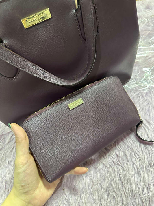ORIG Preloved Kate Spade KS Laurel Way Long Maroon Wallet