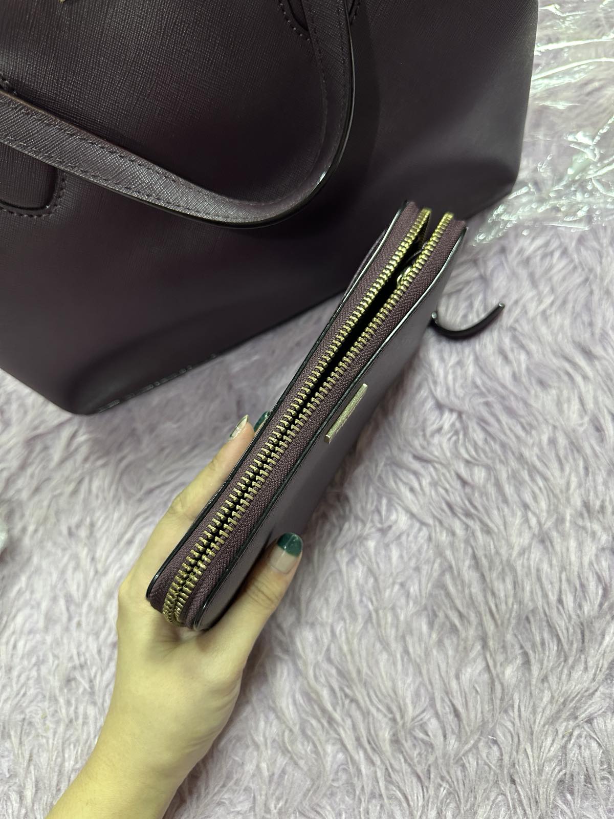 ORIG Preloved Kate Spade KS Laurel Way Long Maroon Wallet