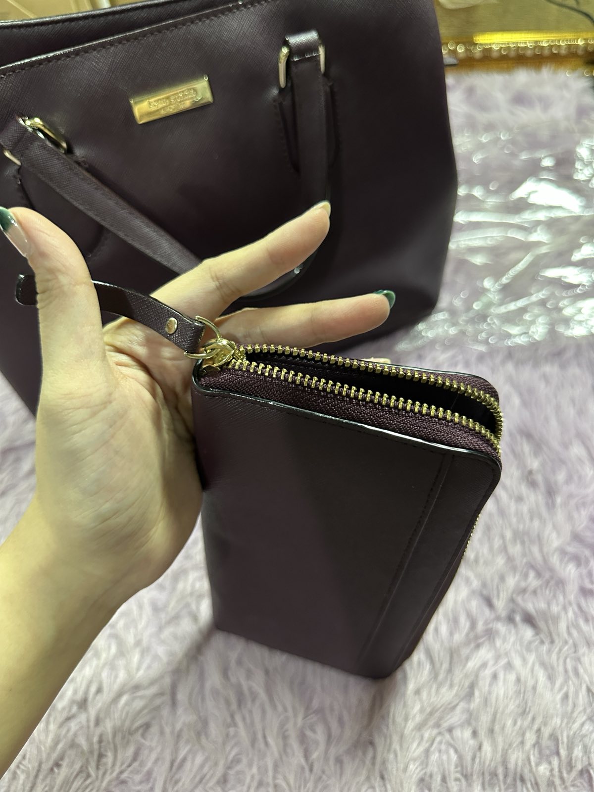 ORIG Preloved Kate Spade KS Laurel Way Long Maroon Wallet