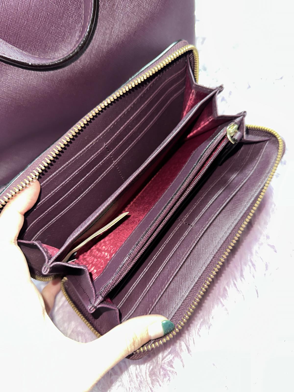 ORIG Preloved Kate Spade KS Laurel Way Long Maroon Wallet