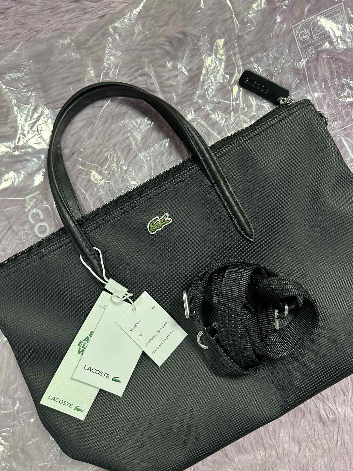 ORIG & IMPORTED Lacoste Concept Small Strap Tote Black Crossbody Bag