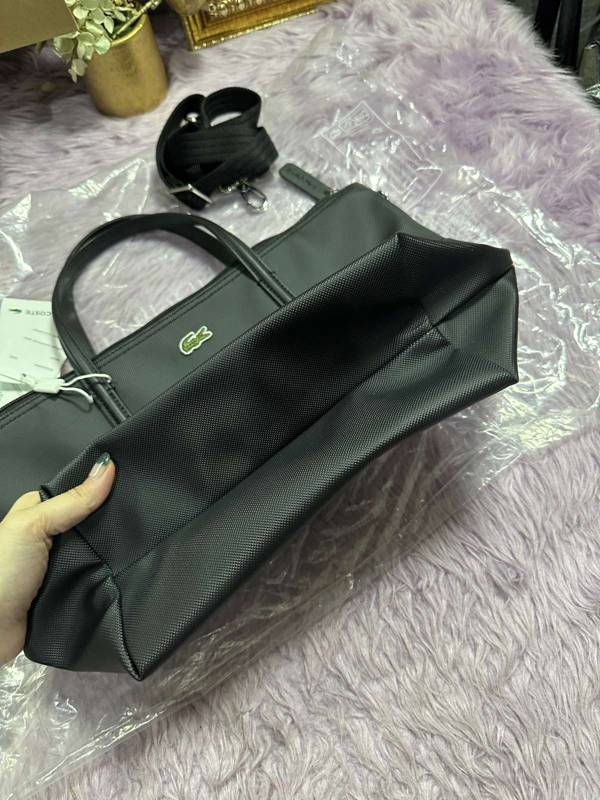 ORIG & IMPORTED Lacoste Concept Small Strap Tote Black Crossbody Bag