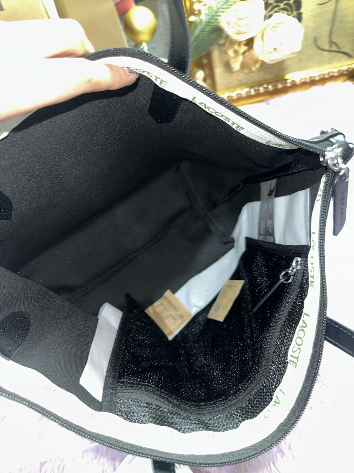 ORIG & IMPORTED Lacoste Concept Small Strap Tote Black Crossbody Bag