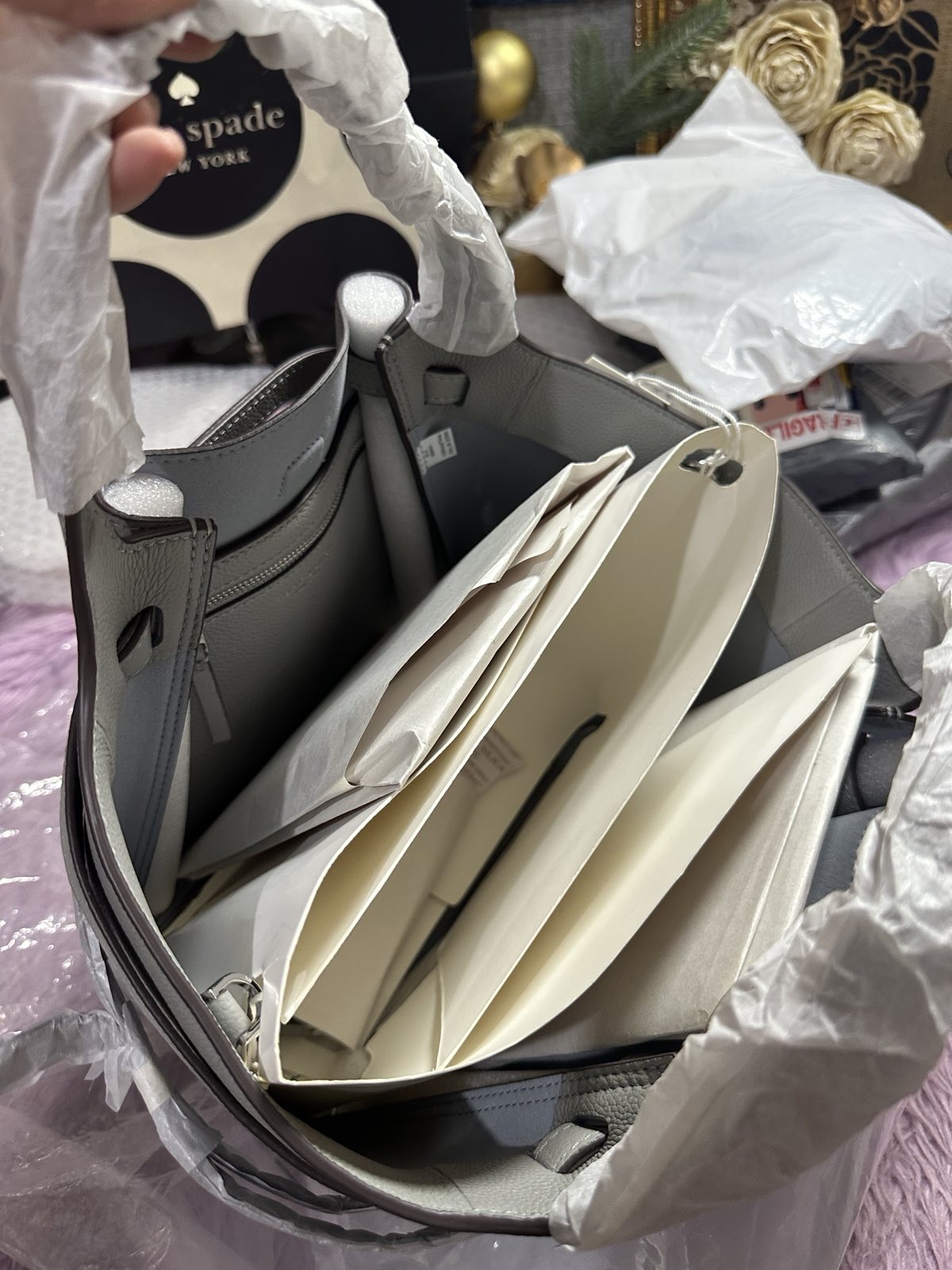 ORIG & IMPORTED Tory Burch Small Romy Top Handle Tote Gray Bag