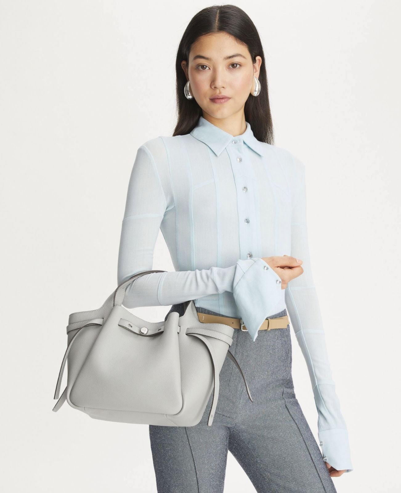 ORIG & IMPORTED Tory Burch Small Romy Top Handle Tote Gray Bag