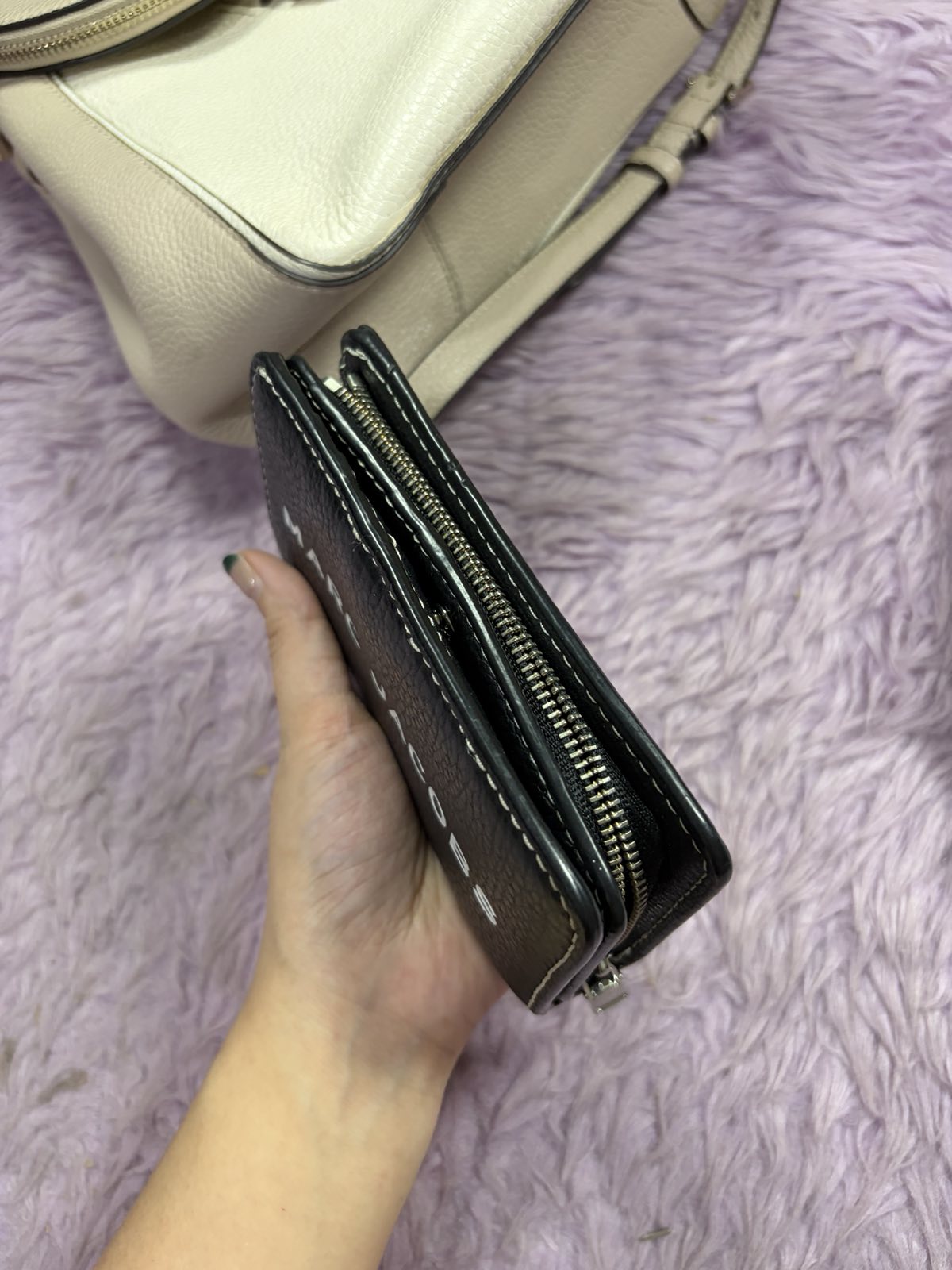 ORIG Preloved Marc Jacobs MJ The Leather Mini Compact Black Wallet