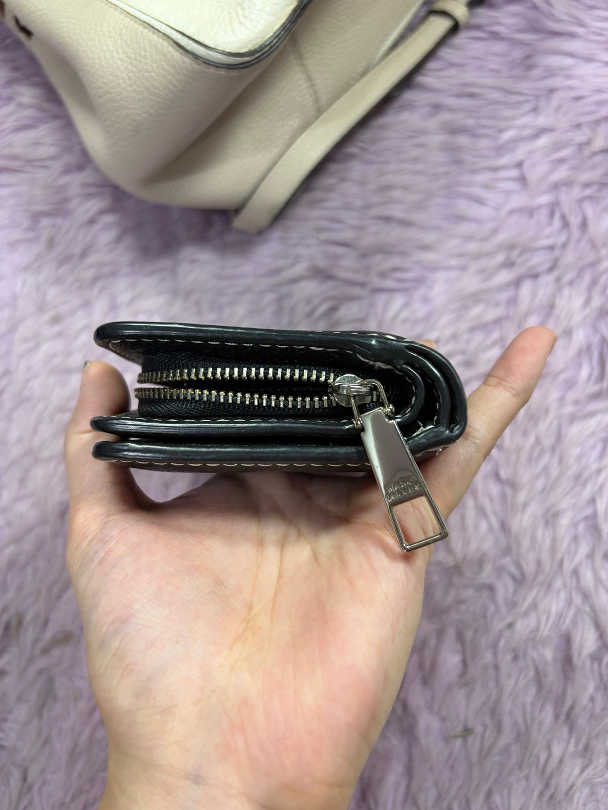 ORIG Preloved Marc Jacobs MJ The Leather Mini Compact Black Wallet