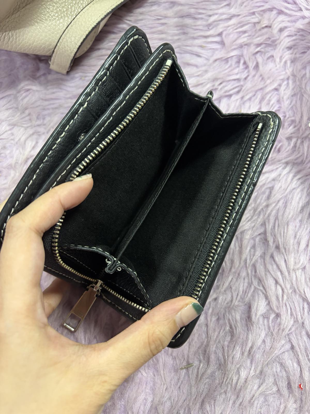 ORIG Preloved Marc Jacobs MJ The Leather Mini Compact Black Wallet