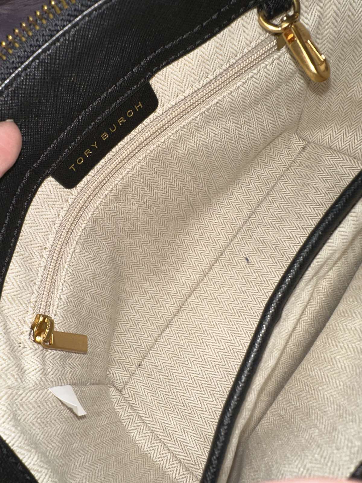 ORIG Preloved Tory Burch Emerson Mini Top Zip Tote Black Bag