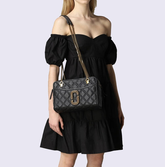 ORIG Preloved Marc Jacobs MJ RARE The Status Shoulder Black Bag