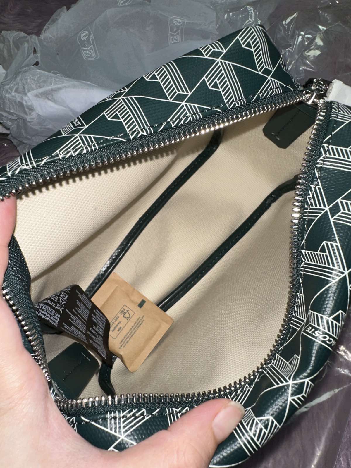 ORIG & IMPORTED Lacoste Zely Coated Canvas Vanity Camera Bag Green