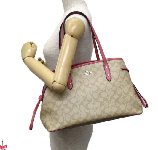 ORIG & IMPORTED Coach Drawstring Carryall Light Khaki/Pink Tote Bag