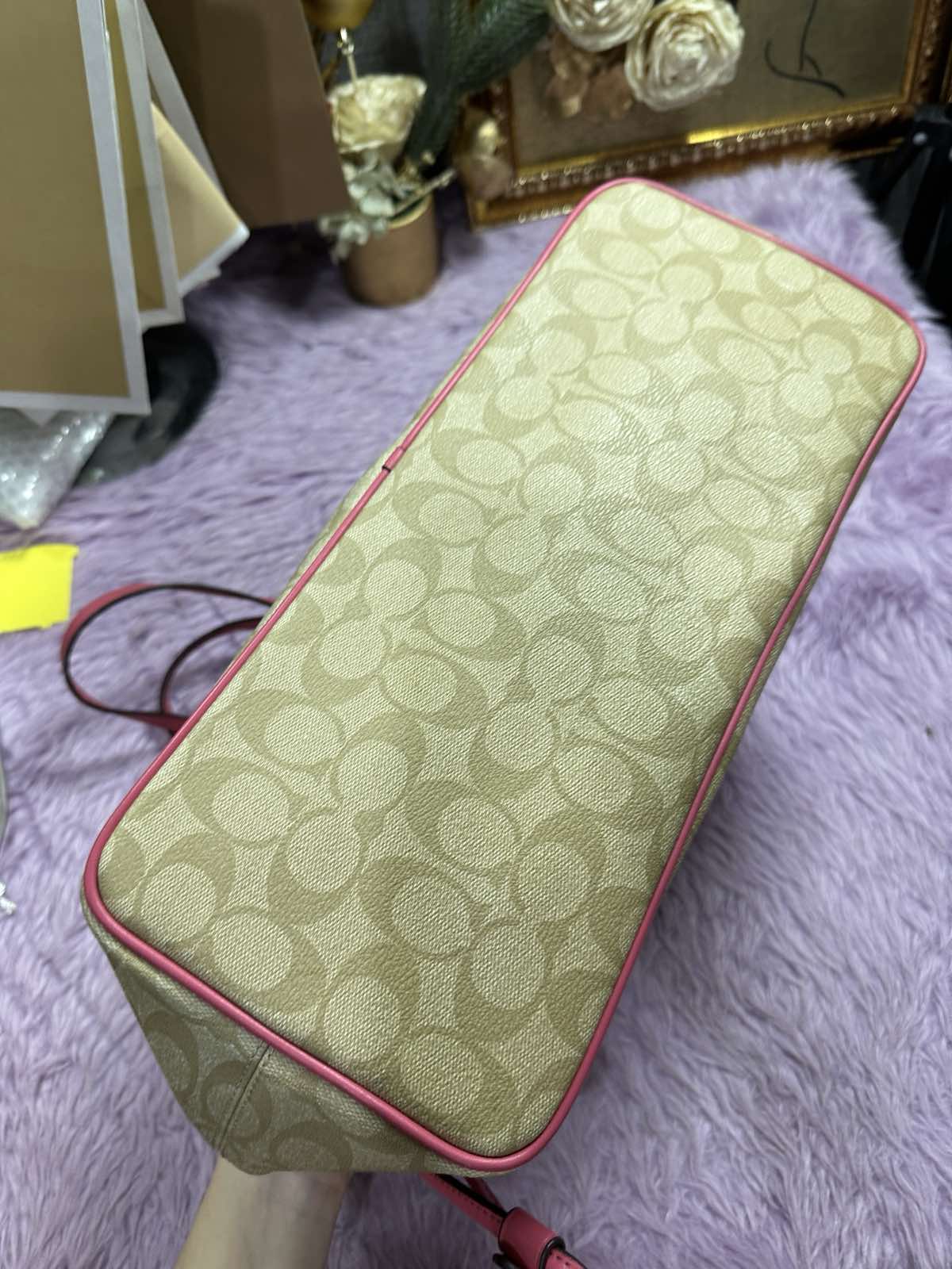 ORIG & IMPORTED Coach Drawstring Carryall Light Khaki/Pink Tote Bag