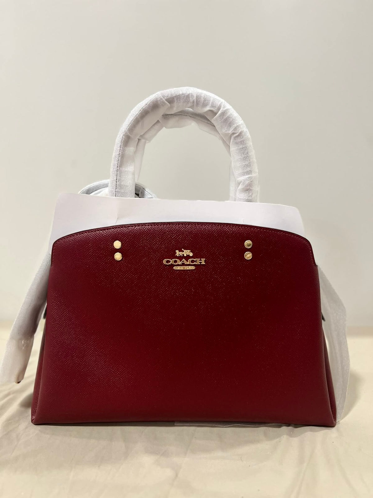 ORIG & IMPORTED Coach Lillie Carryall Satchel Cherry Red Maroon Bag