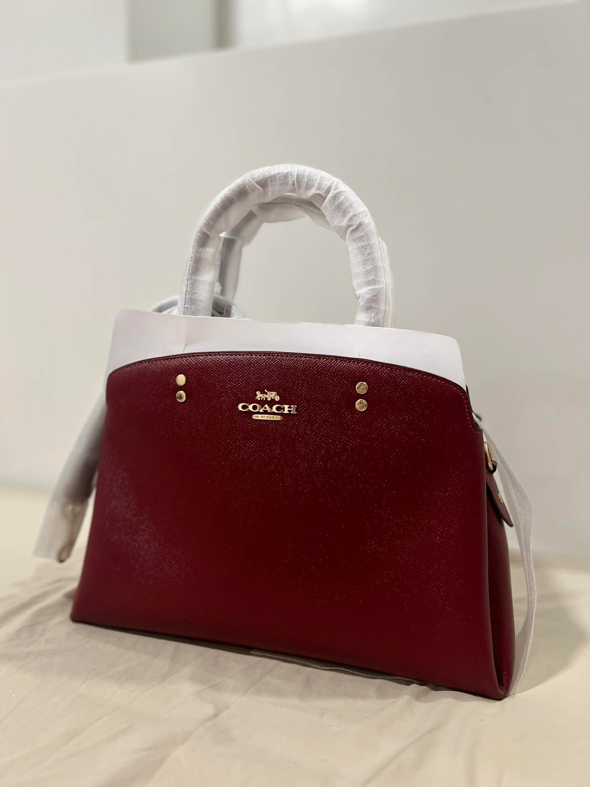 ORIG & IMPORTED Coach Lillie Carryall Satchel Cherry Red Maroon Bag
