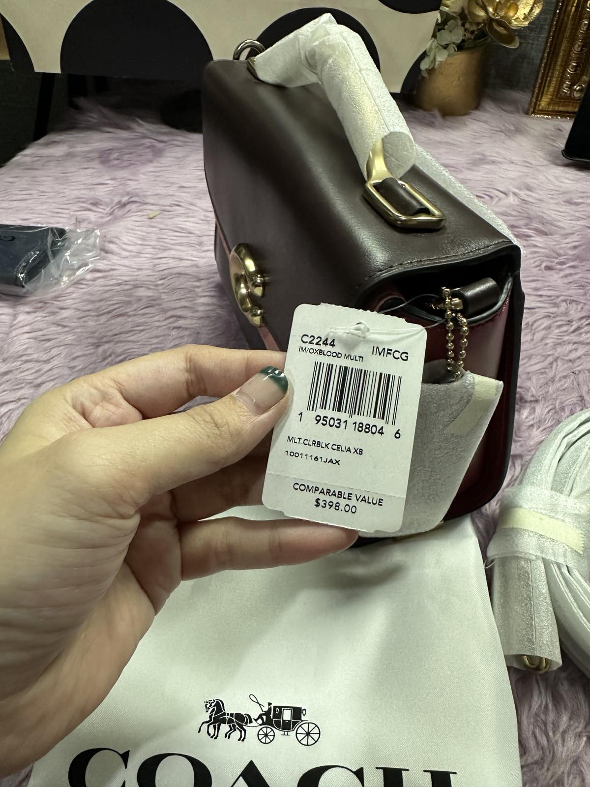 ORIG & IMPORTED Coach Retail RARE Celia Double Flap Crossbody bag Maroon