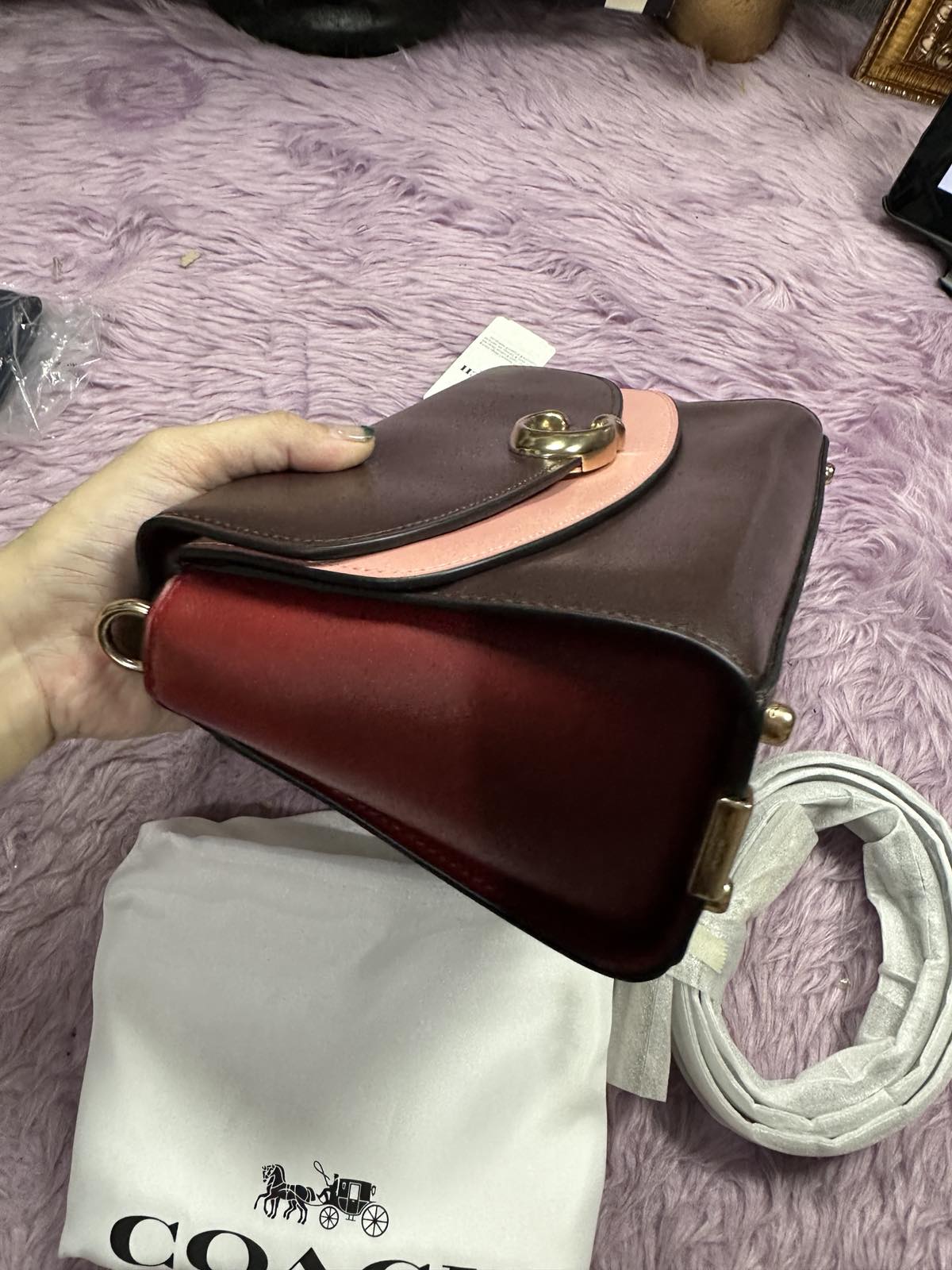 ORIG & IMPORTED Coach Retail RARE Celia Double Flap Crossbody bag Maroon
