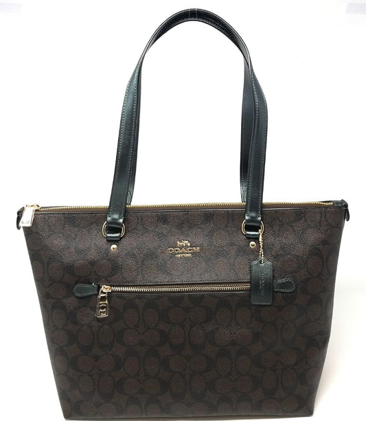 ORIG Preloved Coach Gallery Tote Large Brown/Green Bag