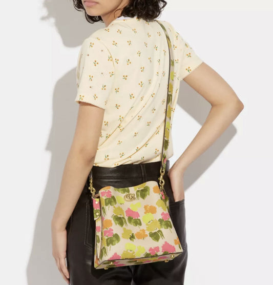 ORIG Preloved Coach RARE Willow Bucket Yellow/Beige Bag with Floral Print