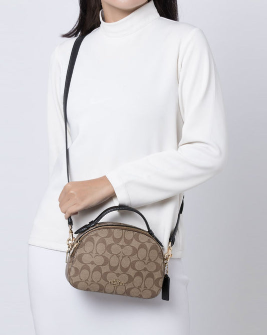 ORIG Preloved Coach Serena Satchel In Khaki/Brown Small Bag