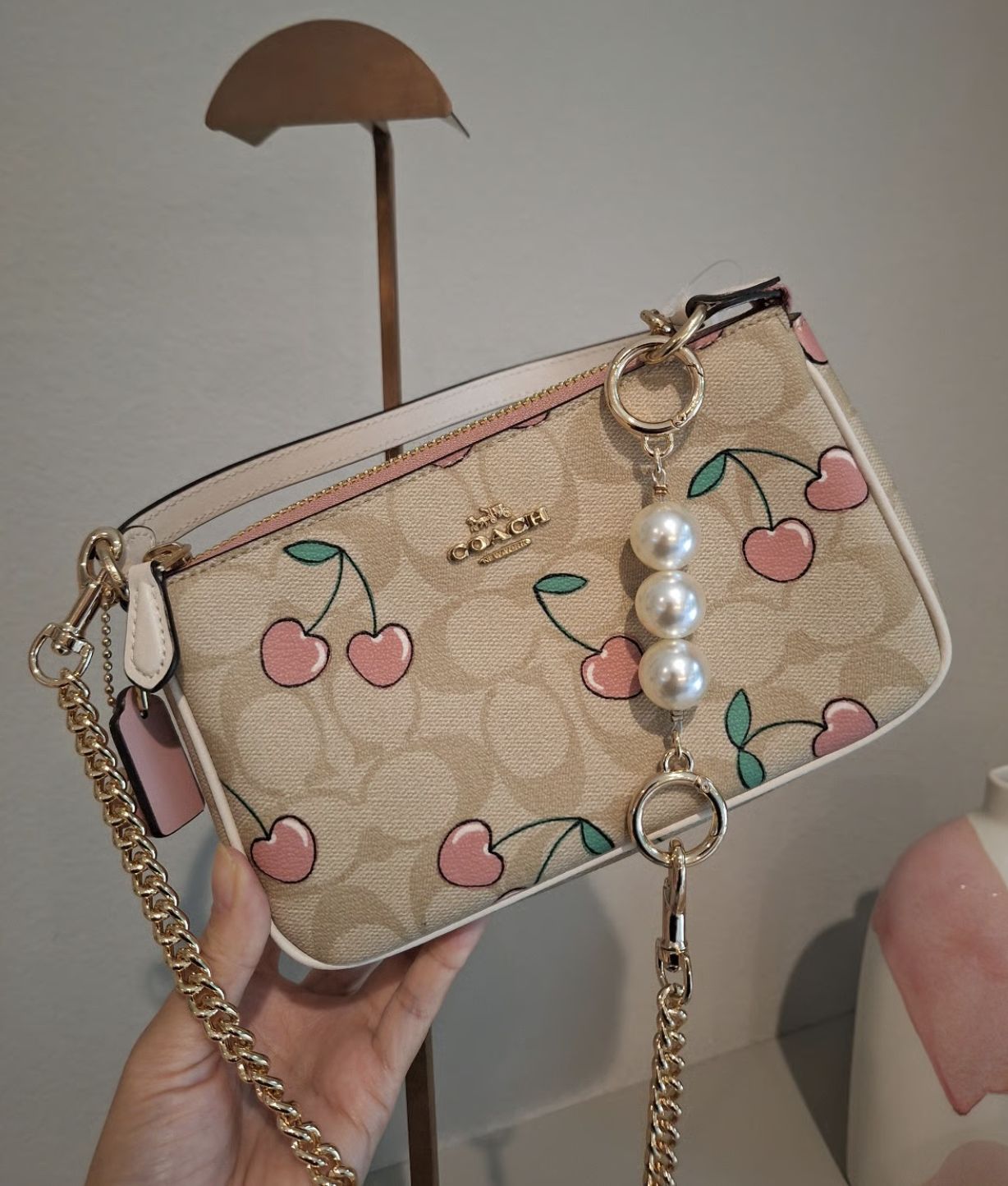 ORIG & IMPORTED Coach Nolita 19 with Cherry Print in Light Khaki Small Bag
