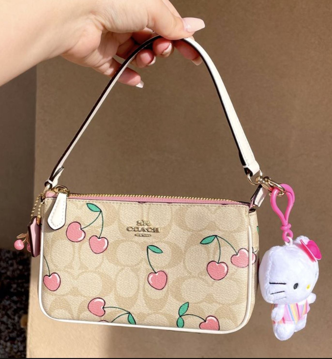 ORIG & IMPORTED Coach Nolita 19 with Cherry Print in Light Khaki Small Bag