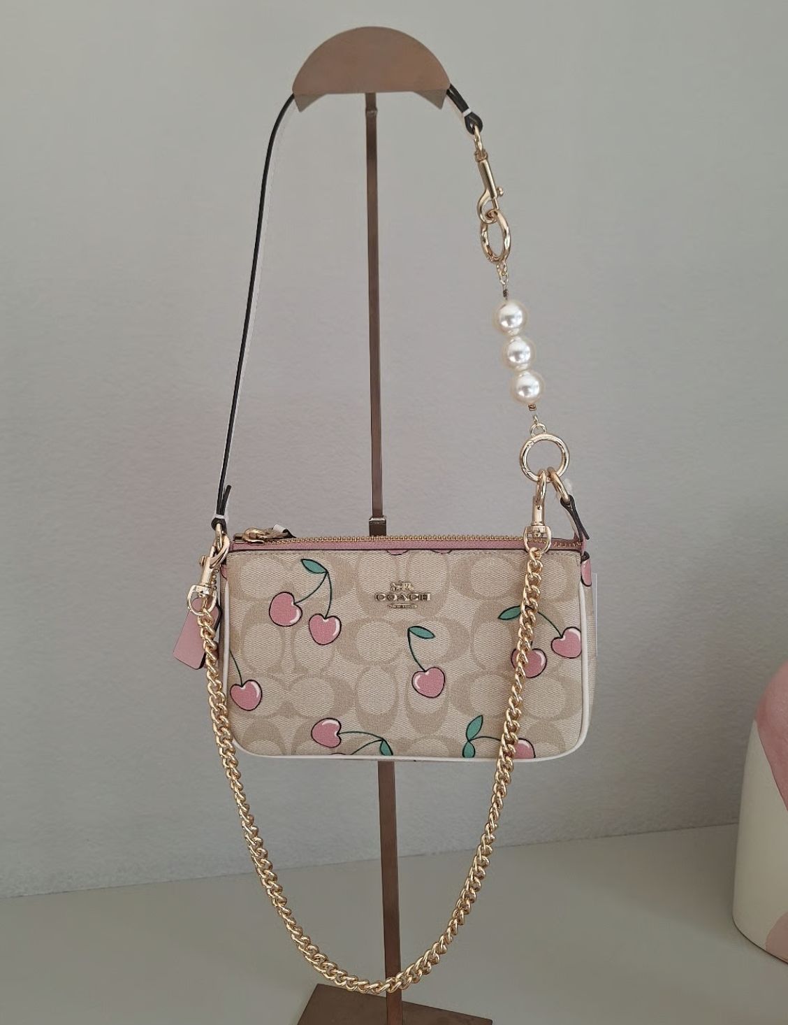 ORIG & IMPORTED Coach Nolita 19 with Cherry Print in Light Khaki Small Bag