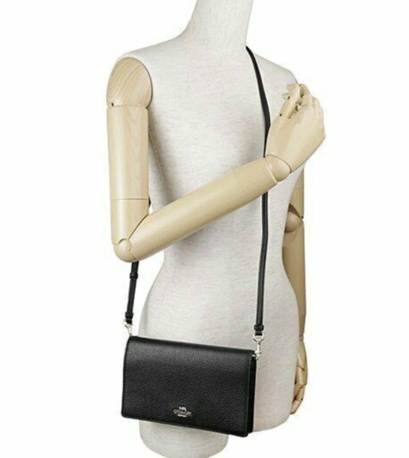 ORIG Preloved Coach Anna Foldover Clutch Crossbody Slim Black Bag