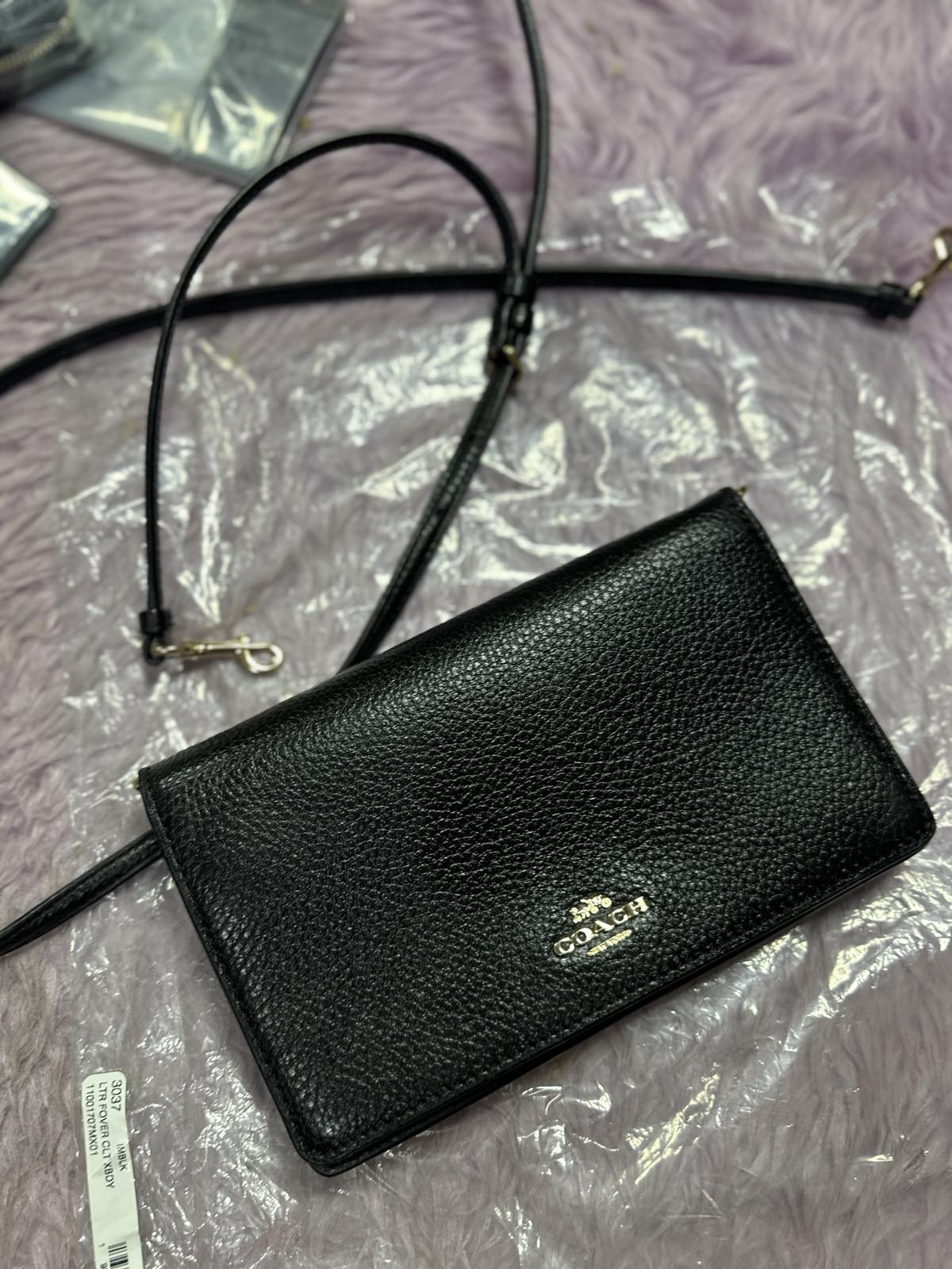 ORIG Preloved Coach Anna Foldover Clutch Crossbody Slim Black Bag
