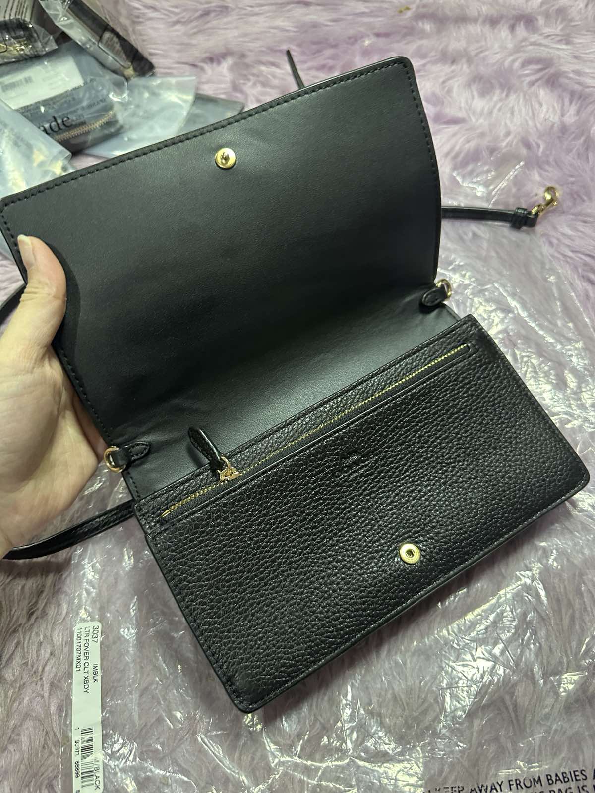 ORIG Preloved Coach Anna Foldover Clutch Crossbody Slim Black Bag