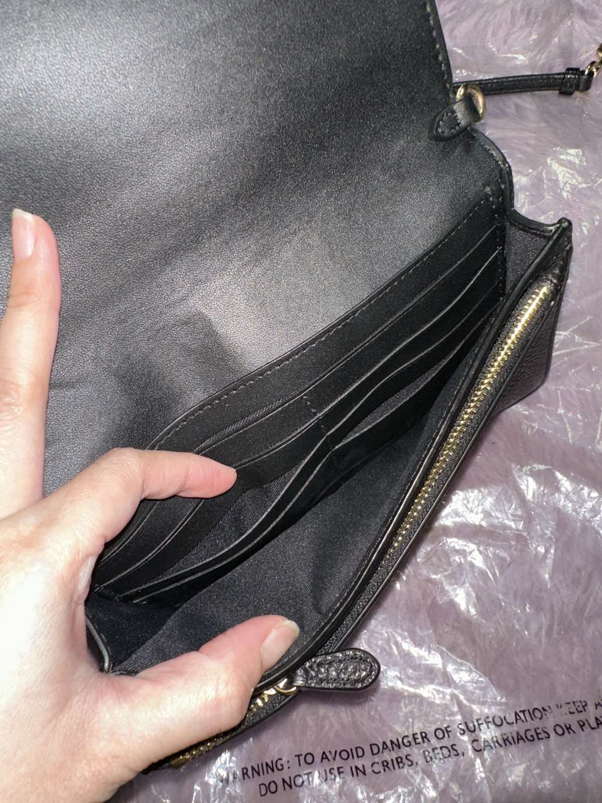 ORIG Preloved Coach Anna Foldover Clutch Crossbody Slim Black Bag