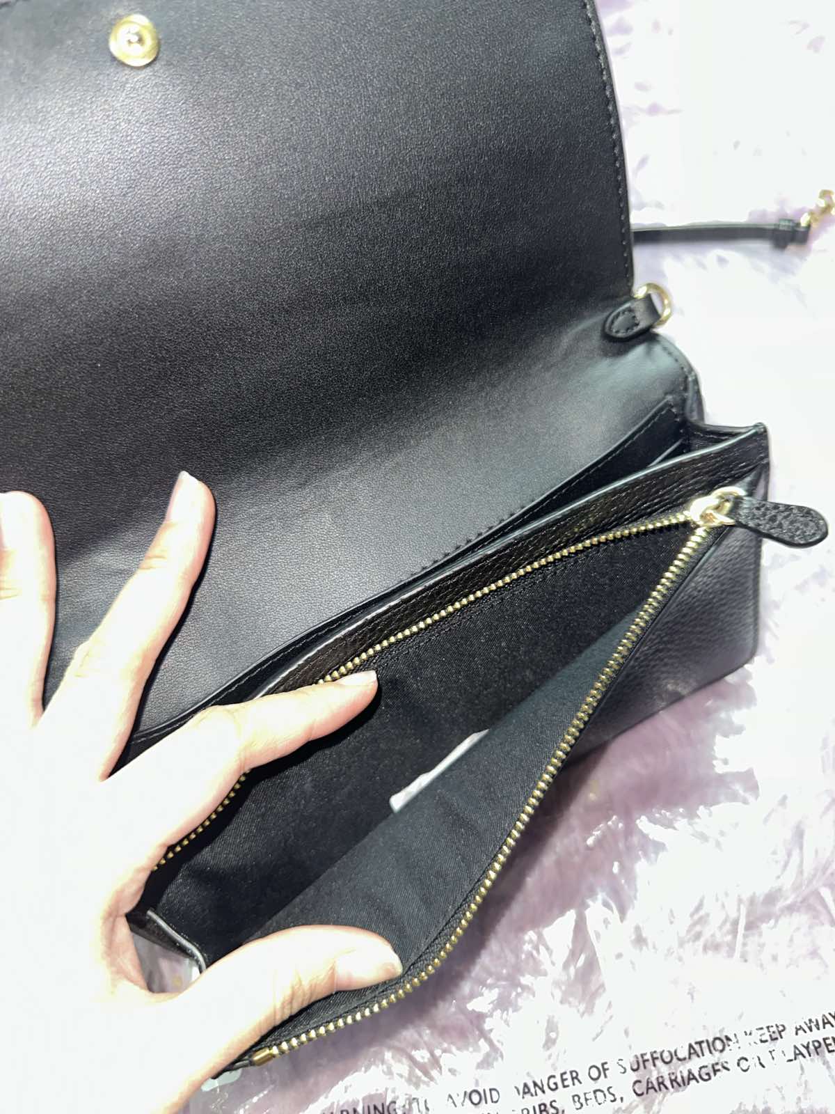 ORIG Preloved Coach Anna Foldover Clutch Crossbody Slim Black Bag