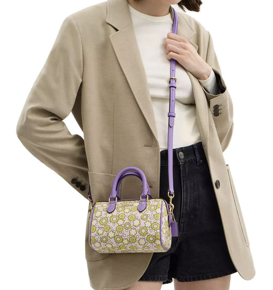 ORIG & IMPORTED Coach Mini Rowan Crossbody Small Bag With Floral Purple Print