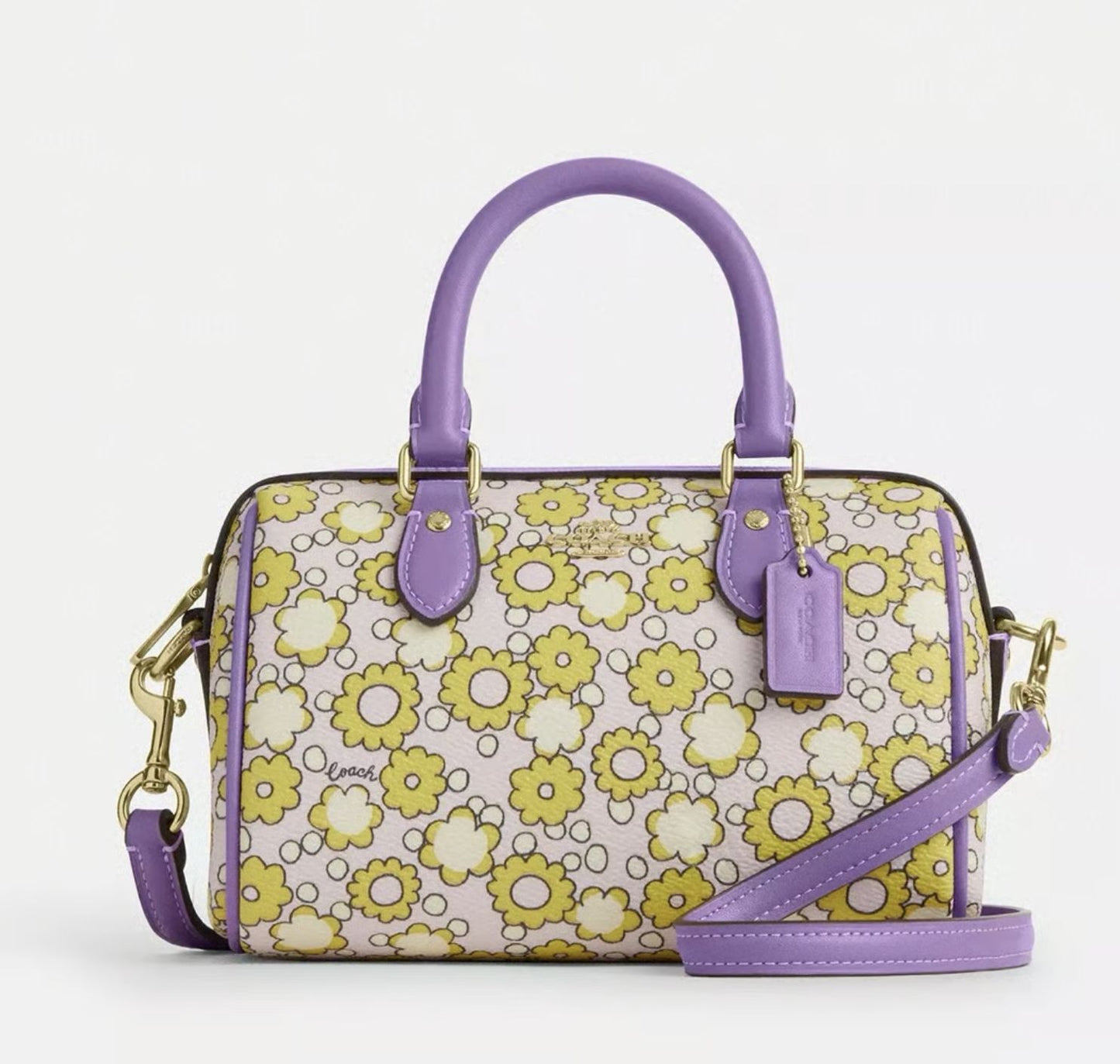 ORIG & IMPORTED Coach Mini Rowan Crossbody Small Bag With Floral Purple Print