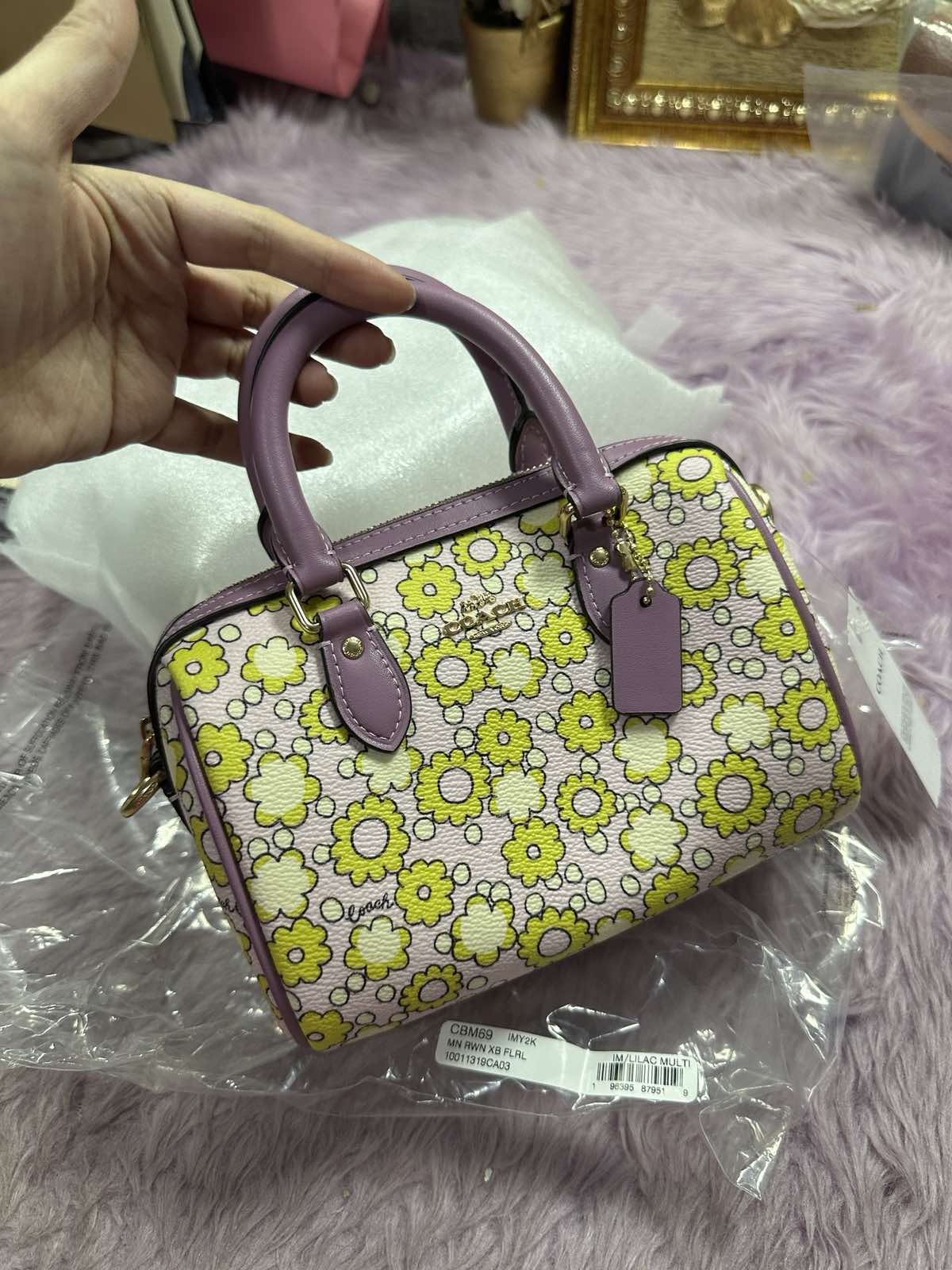 ORIG & IMPORTED Coach Mini Rowan Crossbody Small Bag With Floral Purple Print