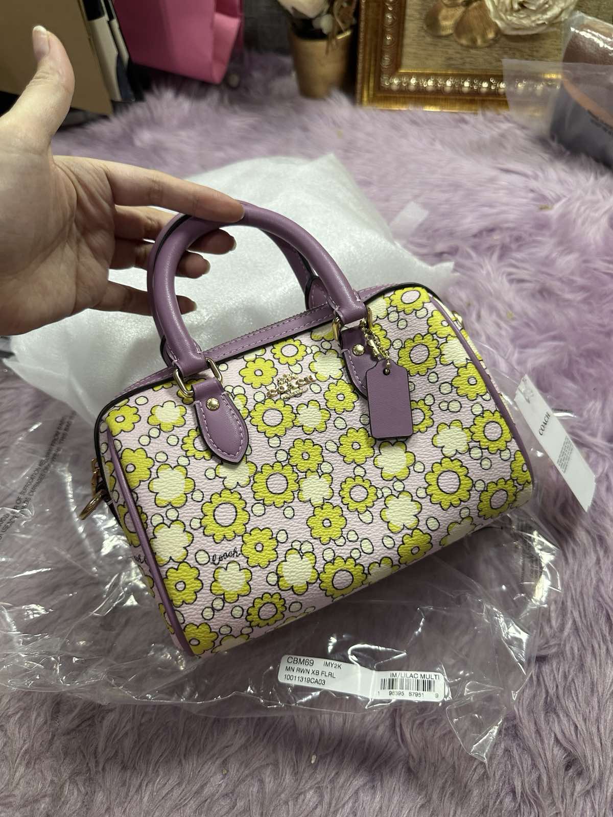 ORIG & IMPORTED Coach Mini Rowan Crossbody Small Bag With Floral Purple Print