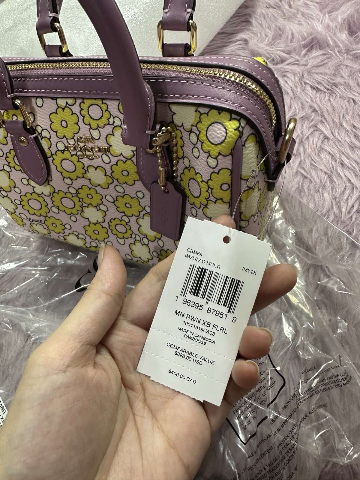 ORIG & IMPORTED Coach Mini Rowan Crossbody Small Bag With Floral Purple Print