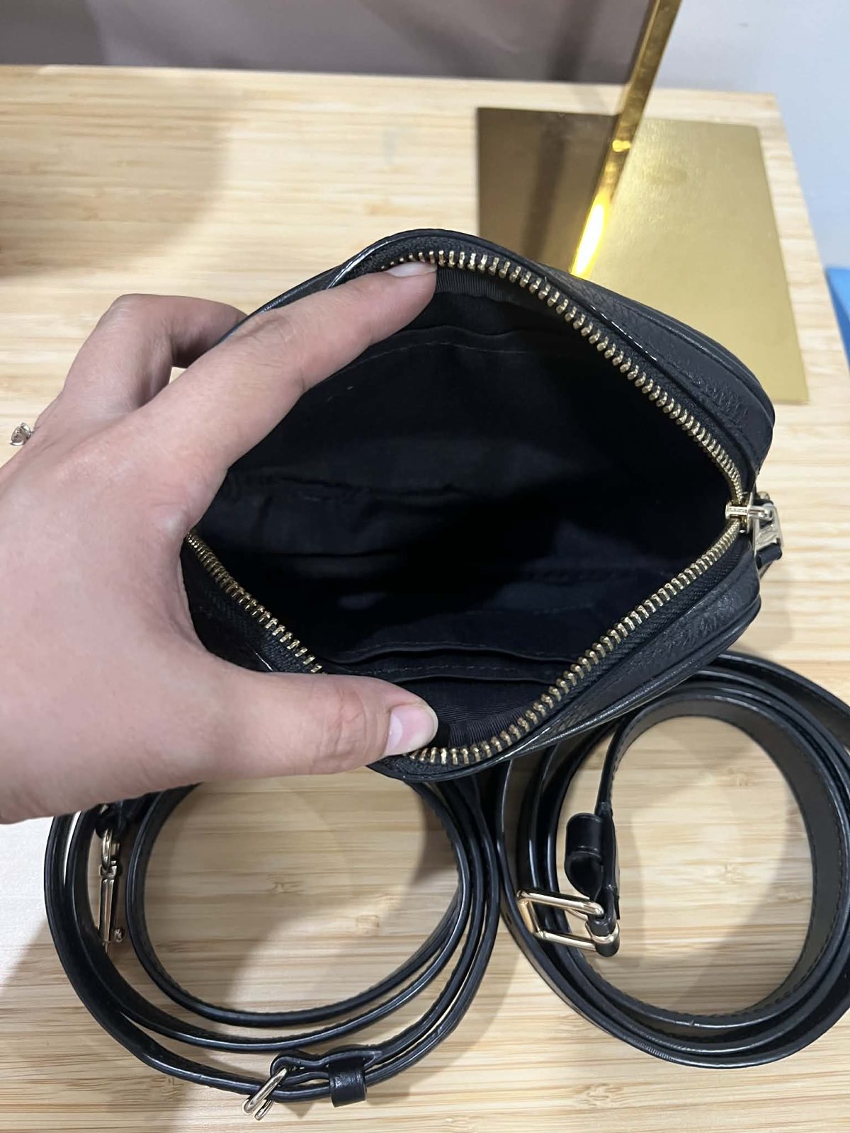 ORIG Preloved Coach Black Pebbled Leather Convertible Belt Mini Bag