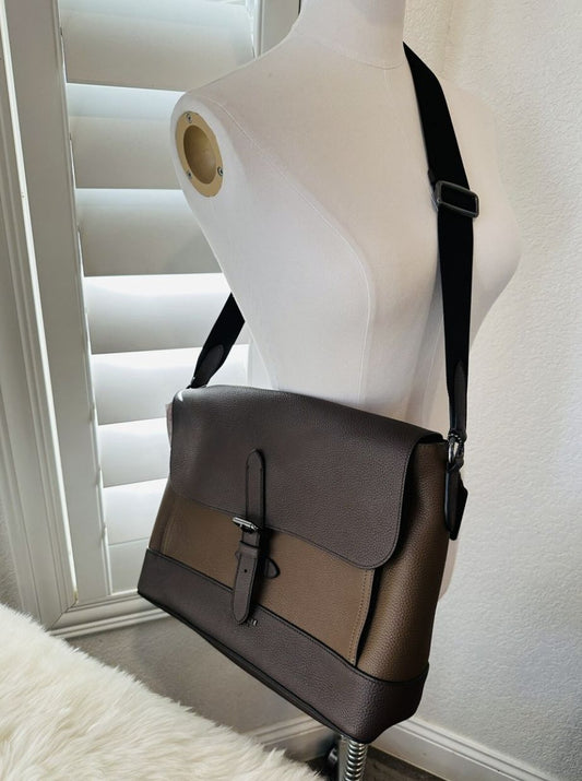 ORIG & IMPORTED Coach Hudson Messenger Men Mahogany Brown Laptop Briefcase Bag