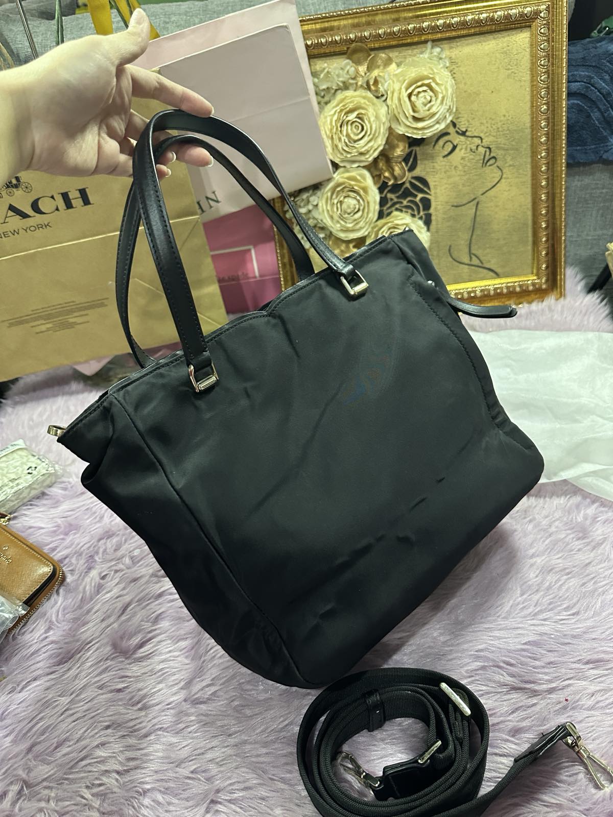 ORIG Preloved KateSpade KS Jae Medium Nylon Satchel Black Bag