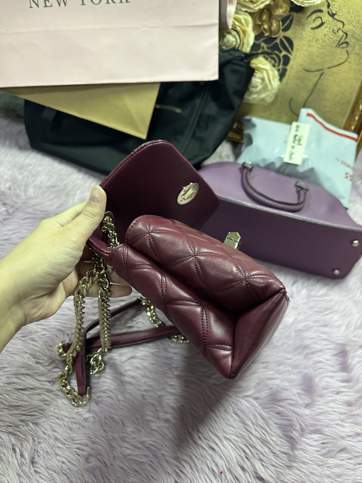ORIG Preloved KateSpade KS Natalia Small Flap Crossbody Maroon Red Bag