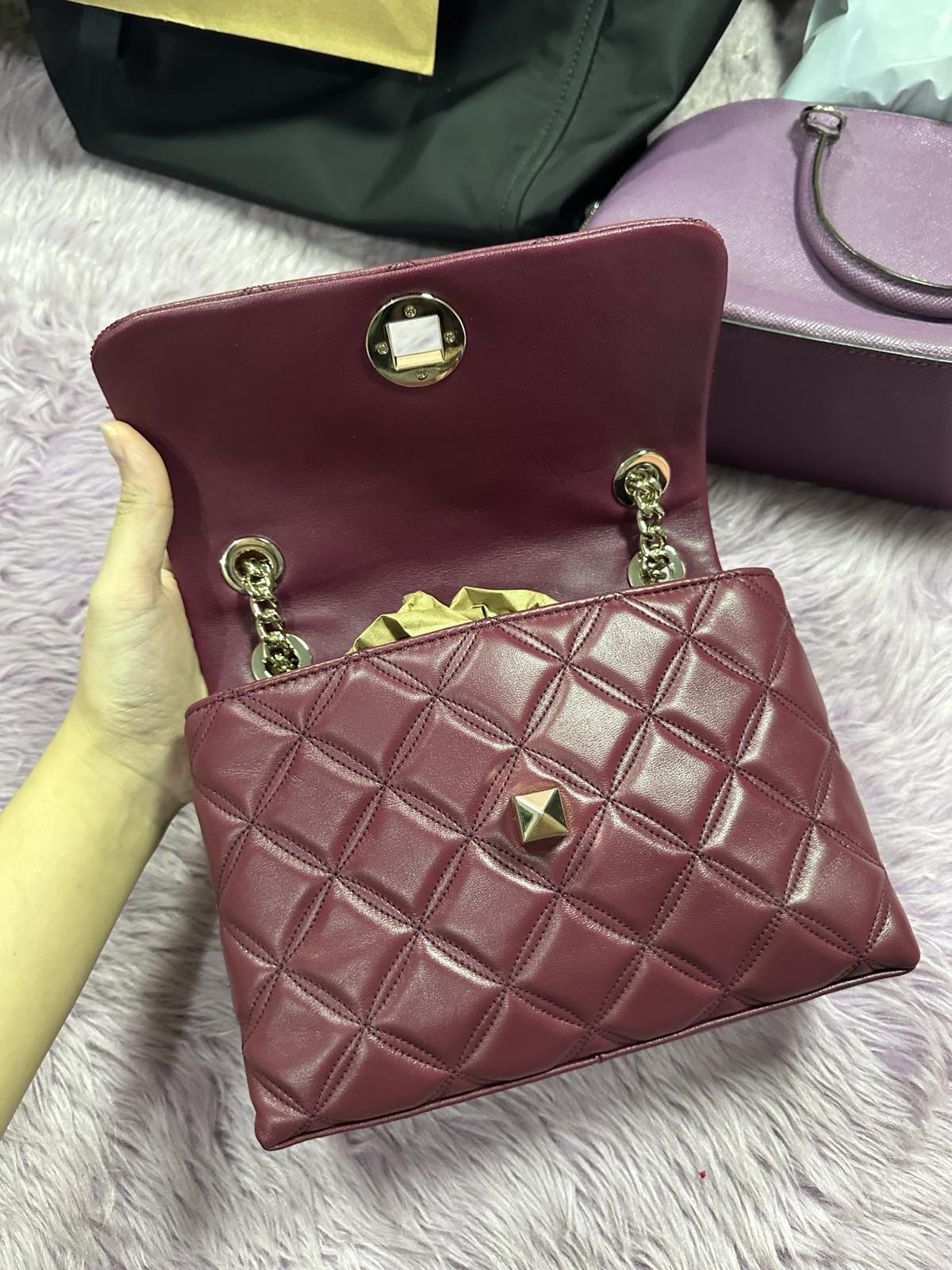 ORIG Preloved KateSpade KS Natalia Small Flap Crossbody Maroon Red Bag