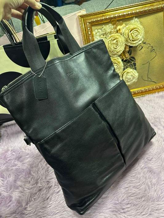ORIG Preloved Coach Charles Foldover Tote Large Laptop Men Black Bag