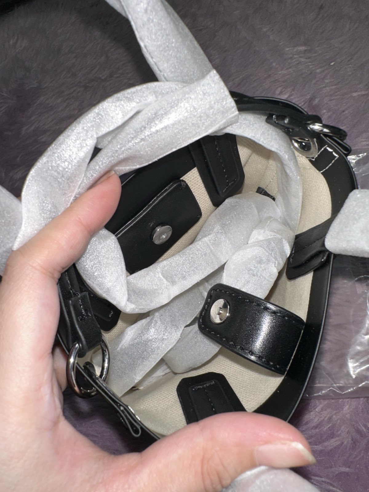 ORIG & IMPORTED LACOSTE Zely Coated Canvas Monogram Mini Tote Black Bag